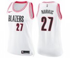 Women's Portland Trail Blazers #27 Jusuf Nurkic Swingman White Pink Fashion Basketball Jersey