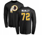 Washington Redskins #72 Dexter Manley Black Name & Number Logo Long Sleeve T-Shirt