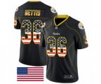 Pittsburgh Steelers #36 Jerome Bettis Limited Black Rush USA Flag Football Jersey