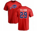 Buffalo Bills #29 T.J. Yeldon Red Name & Number Logo T-Shirt