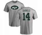 New York Jets #14 Sam Darnold Ash Name & Number Logo T-Shirt