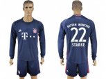 Bayern Munchen #22 Starke Dark Blue Goalkeeper Long Sleeves Soccer Club Jersey