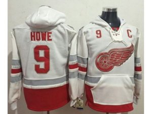 Detroit Red Wings #9 Gordie Howe White Name & Number Pullover NHL Hoodie