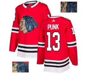 Chicago Blackhawks #13 CM Punk Authentic Red Fashion Gold NHL Jersey