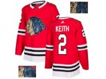 Chicago Blackhawks #2 Duncan Keith Red Home Authentic Fashion Gold Stitched NHL Jersey