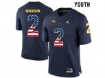 2016 US Flag Fashion-2016 Youth Jordan Brand Michigan Wolverines Charles Woodson #2 College Football Limited Jersey - Navy Blue