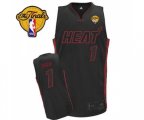 Miami Heat #1 Chris Bosh Authentic Black Black Red No. Finals Patch Basketball Jersey