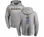 Baltimore Ravens #43 Justice Hill Ash Backer Pullover Hoodie