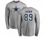 Dallas Cowboys #89 Blake Jarwin Ash Name & Number Logo Long Sleeve T-Shirt