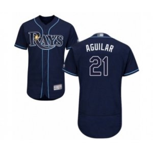 Tampa Bay Rays #21 Jesus Aguilar Navy Blue Alternate Flex Base Authentic Collection Baseball Player Jersey