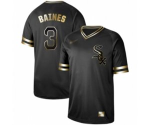 Chicago White Sox #3 Harold Baines Authentic Black Gold Fashion Baseball Jersey