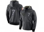 Indianapolis Colts #7 Jacoby Brissett Stitched Black Anthracite Salute to Service Player Performance Hoodie
