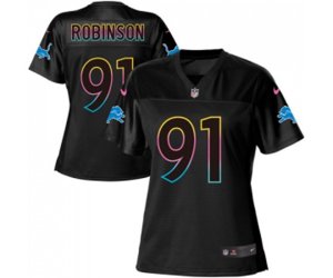 Women Detroit Lions #91 A\'Shawn Robinson Game Black Fashion Football Jersey