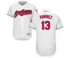 Cleveland Indians #13 Hanley Ramirez White Home Flex Base Authentic Collection Baseball Jersey