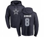Dallas Cowboys #8 Troy Aikman Navy Blue Name & Number Logo Pullover Hoodie