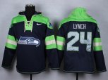 Seattle Seahawks #24 Marshawn Lynch green-blue[pullover hooded sweatshirt]