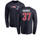 New England Patriots #37 Damien Harris Navy Blue Name & Number Logo Long Sleeve T-Shirt