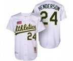 Oakland Athletics #24 Rickey Henderson Authentic White 1990 Throwback Baseball Jersey