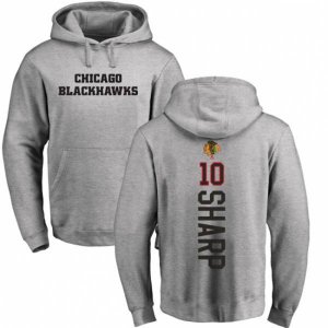 Chicago Blackhawks #10 Patrick Sharp Ash Backer Pullover Hoodie
