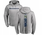 Seattle Seahawks #76 Duane Brown Ash Backer Pullover Hoodie