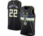 Milwaukee Bucks #22 Khris Middleton Authentic Black Finished Basketball Jersey - Statement Edition