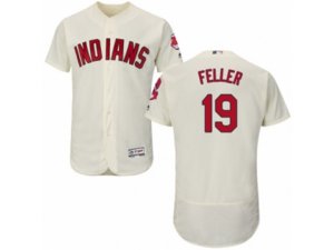 Cleveland Indians #19 Bob Feller Cream Flexbase Authentic Collection MLB Jersey