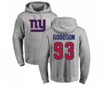 New York Giants #93 B.J. Goodson Ash Name & Number Logo Pullover Hoodie