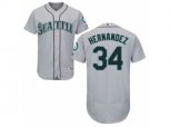 Seattle Mariners #34 Felix Hernandez Grey Flexbase Authentic Collection MLB Jersey