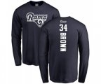 Los Angeles Rams #34 Malcolm Brown Navy Blue Backer Long Sleeve T-Shirt