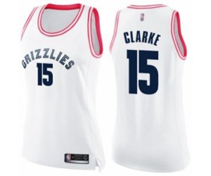 Women\'s Memphis Grizzlies #15 Brandon Clarke Swingman White Pink Fashion Basketball Jersey