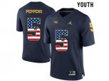 2016 US Flag Fashion-2016 Youth Jordan Brand Michigan Wolverines Jabrill Peppers # 5 College Football Limited Jersey - Navy Blue