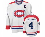 CCM Montreal Canadiens #4 Jean Beliveau Authentic White CH Throwback NHL Jersey