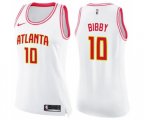 Women's Atlanta Hawks #10 Mike Bibby Swingman White Pink Fashion Basketball Jersey