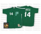 Philadelphia Phillies #14 Pete Rose Authentic Green Throwback Baseball Jersey
