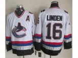 Vancouver Canucks #16 Trevor Linden White Black CCM Throwback Stitched NHL jerseys