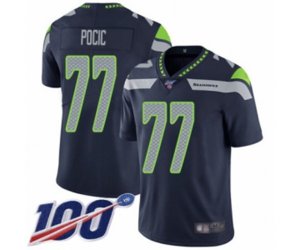 Seattle Seahawks #77 Ethan Pocic Navy Blue Team Color Vapor Untouchable Limited Player 100th Season Football Jersey