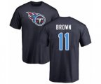 Tennessee Titans #11 A.J. Brown Navy Blue Name & Number Logo T-Shirt