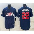 USA Baseball #22 Clayton Kershaw 2023 Navy World Baseball Classic Stitched Jersey