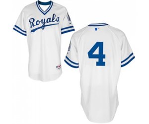 Kansas City Royals #4 Alex Gordon Authentic White 1974 Turn Back The Clock Baseball Jersey