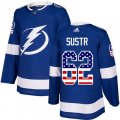 Tampa Bay Lightning #62 Andrej Sustr Authentic Blue USA Flag Fashion NHL Jersey