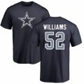Dallas Cowboys #52 Connor Williams Navy Blue Name & Number Logo T-Shirt