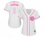 Women's Chicago Cubs #8 Andre Dawson Authentic White Fashion Baseball Jersey