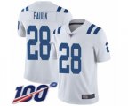 Indianapolis Colts #28 Marshall Faulk White Vapor Untouchable Limited Player 100th Season Football Jersey
