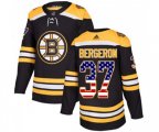 Adidas Boston Bruins #37 Patrice Bergeron Authentic Black USA Flag Fashion NHL Jersey