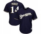 Milwaukee Brewers #14 Hernan Perez Replica Navy Blue Alternate Cool Base Baseball Jersey