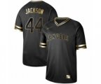Los Angeles Angels of Anaheim #44 Reggie Jackson Authentic Black Gold Fashion Baseball Jersey