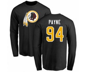 Washington Redskins #94 Da\'Ron Payne Black Name & Number Logo Long Sleeve T-Shirt