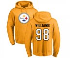 Pittsburgh Steelers #98 Vince Williams Gold Name & Number Logo Pullover Hoodie