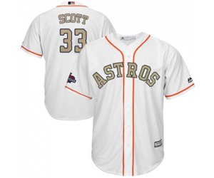 Houston Astros #33 Mike Scott Replica White 2018 Gold Program Cool Base MLB Jersey