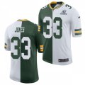 Green Bay Packers #33 Aaron Jones Nike Green White Split Two Tone Classic Limited Jersey